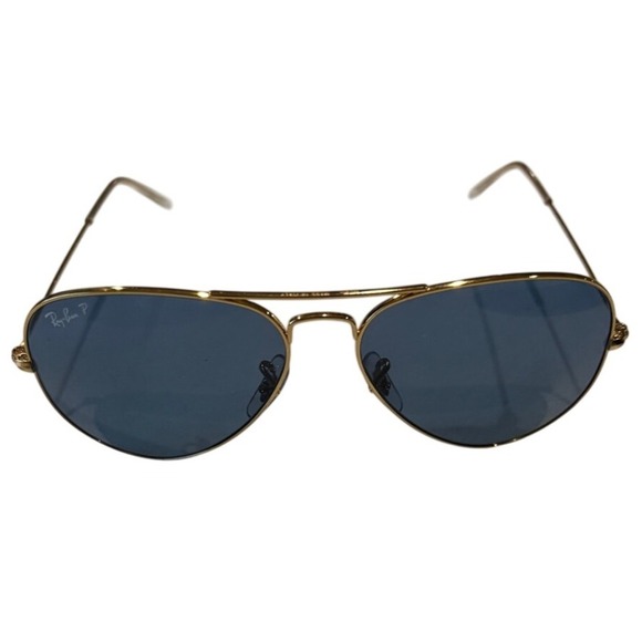 Ray Ban Aviator Sunglasses 3025 Gold Frame Blue Lens P Polarized With Case - Picture 5 of 7